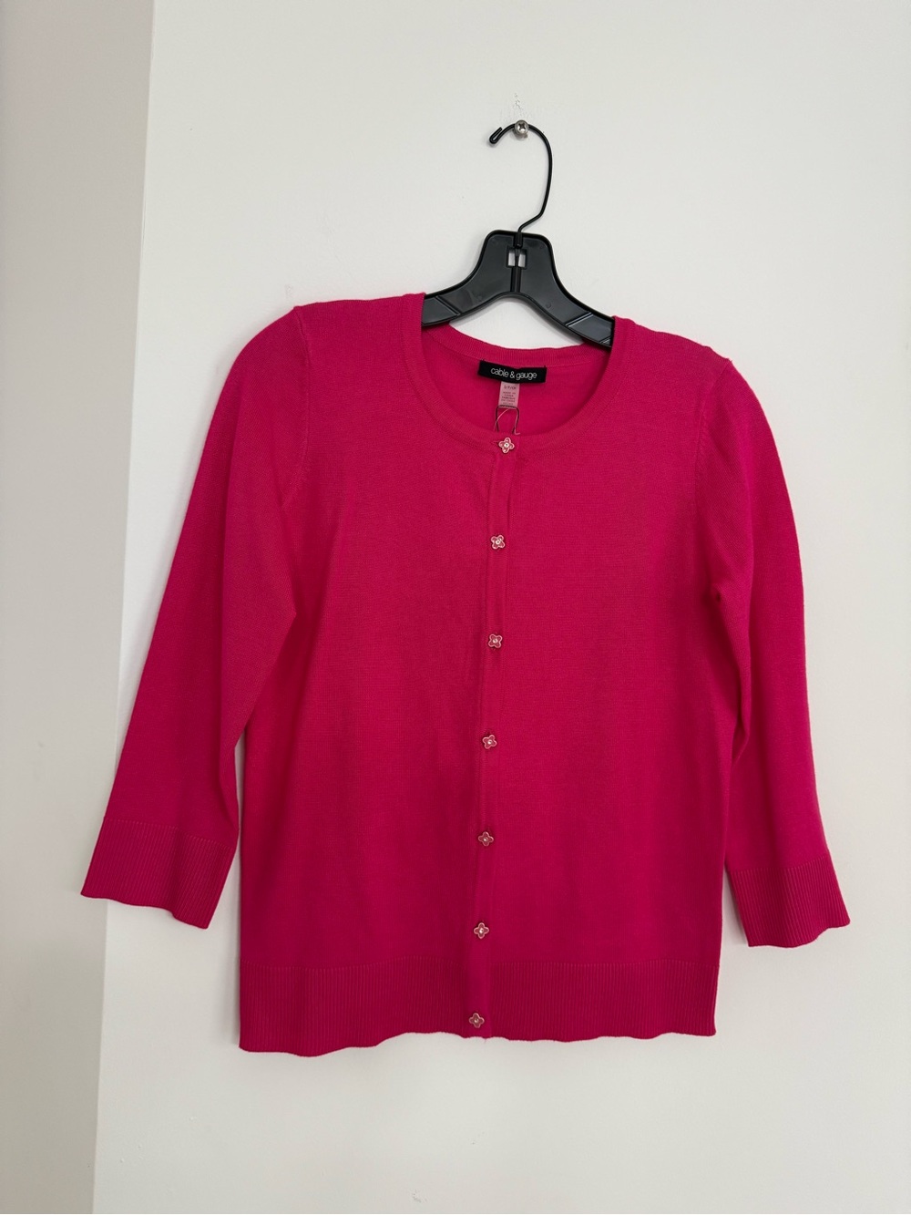 Cable & Gauge Hot Pink Button-Front Cardigan Sweater